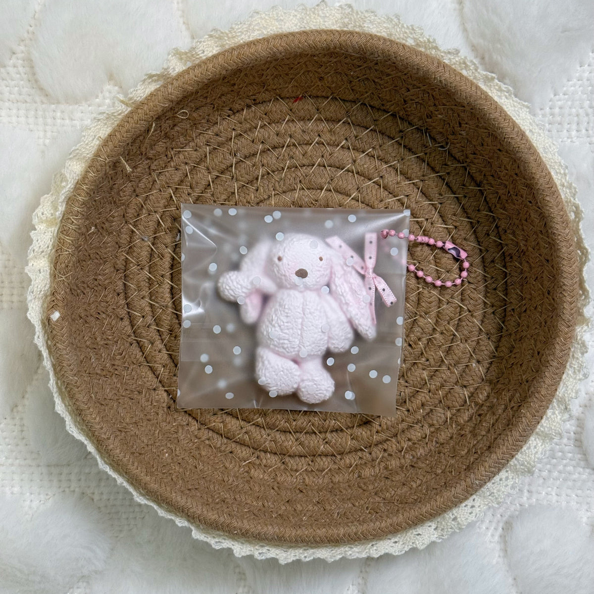 Pink Bunny Squishy Bag Charm