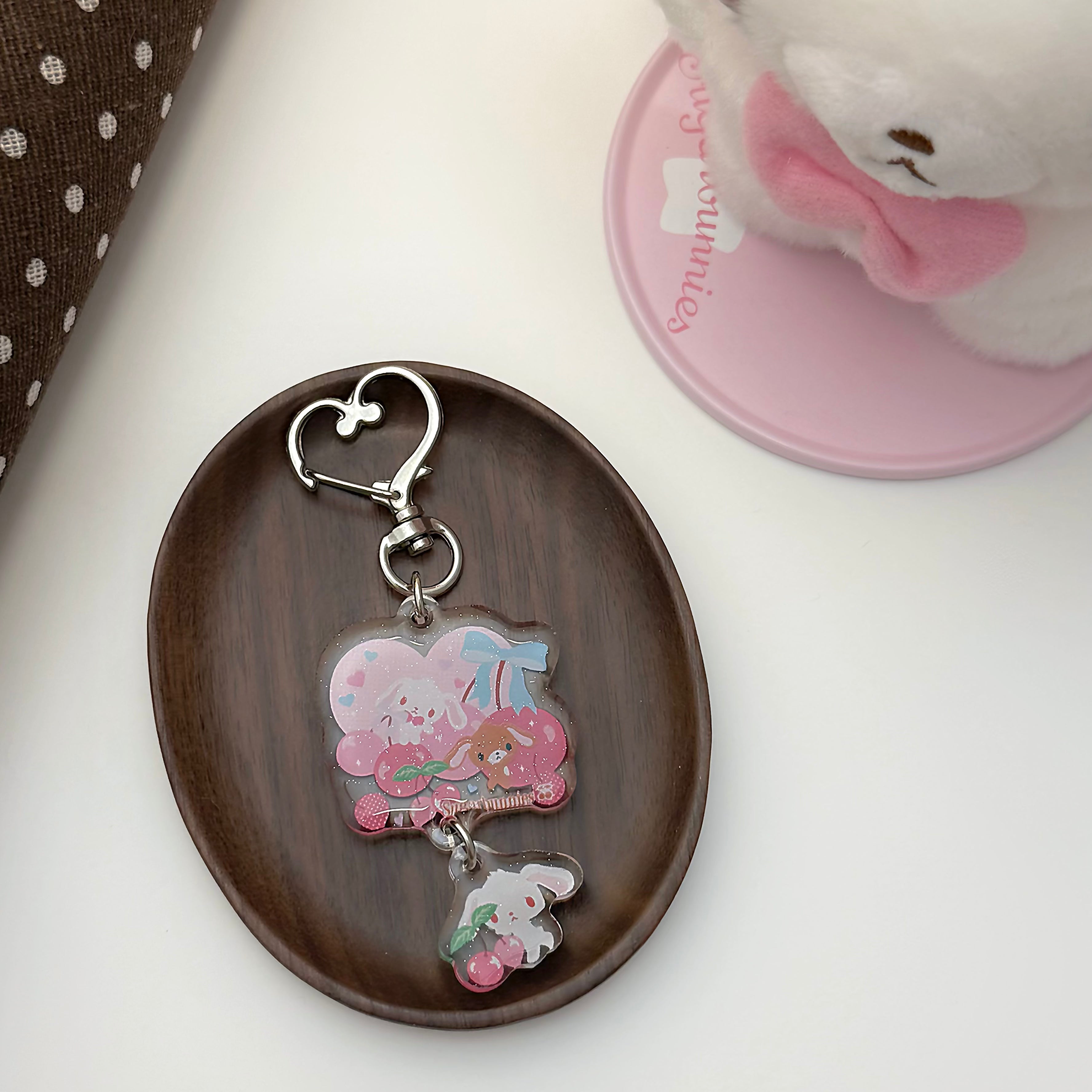 Cherry Bunnies Keychain