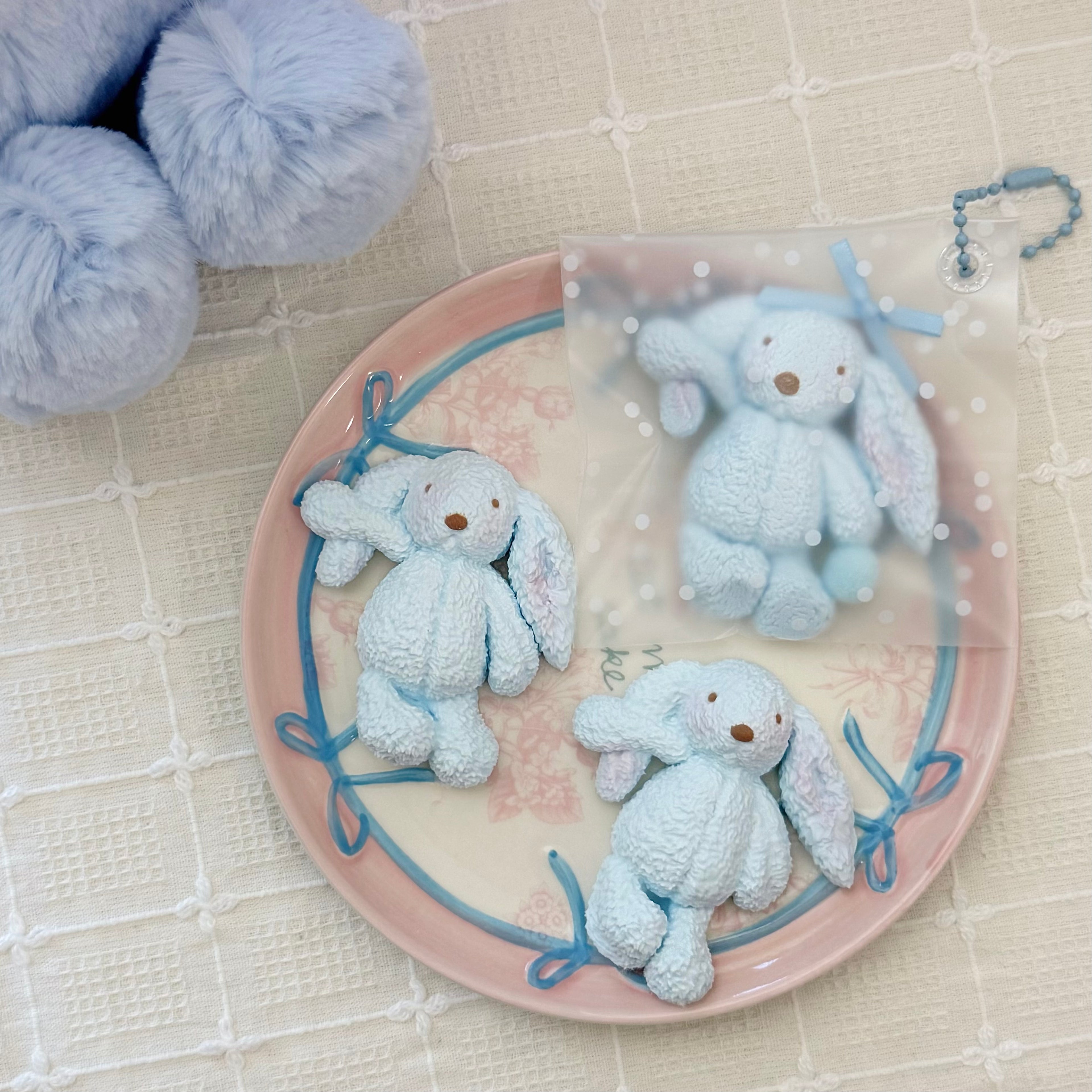 Blue Bunny Squishy Bag Charm