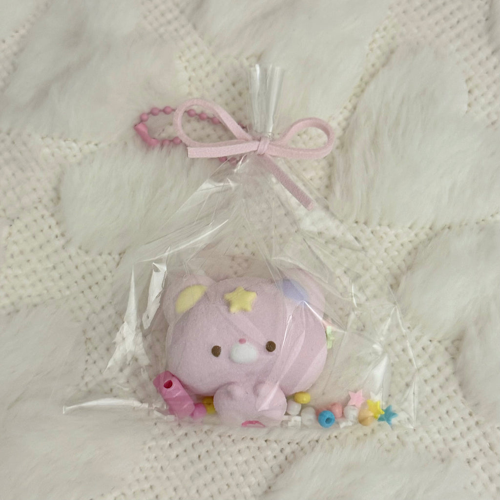 Starry Pink Bear Squishy Bag Charm