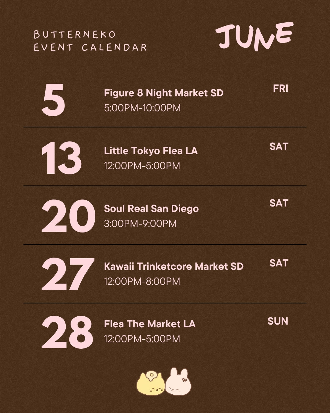 Butterneko June 2026 event calendar