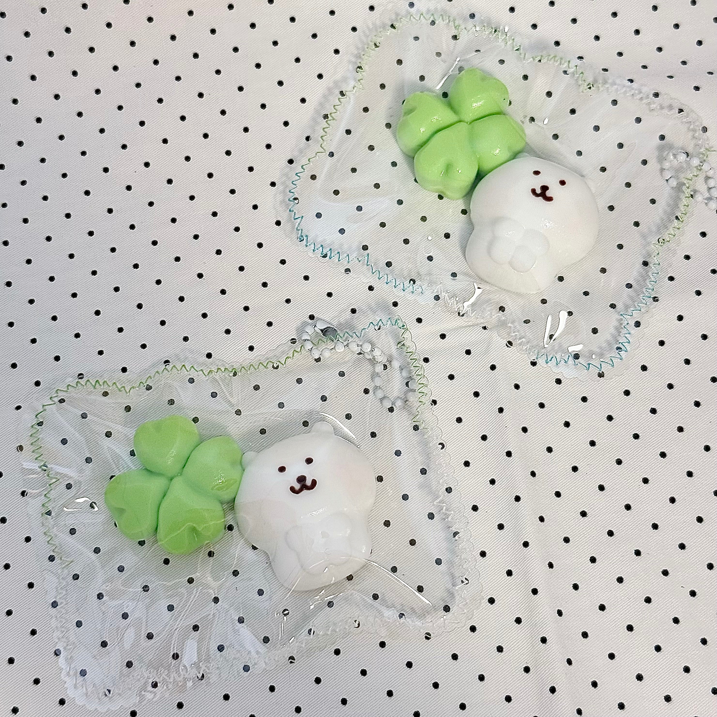 Clover White Bear Squishy Bag Charm