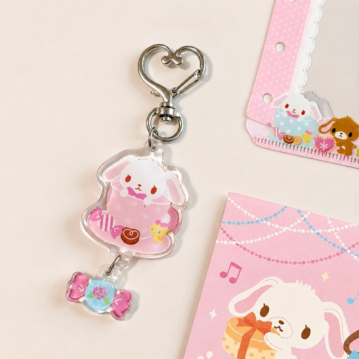 White Teacup Bunny Keychain